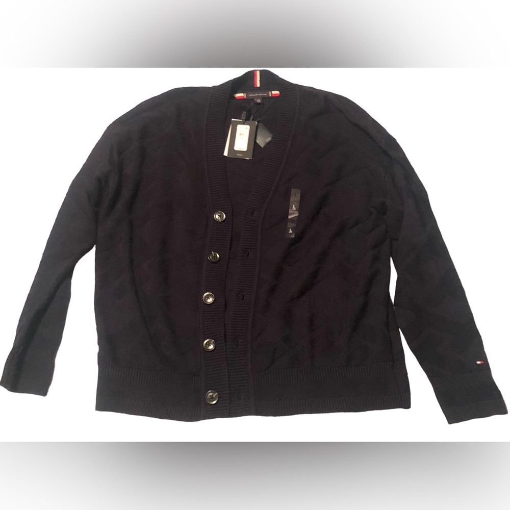 Tommy Hilfiger Cardigan Sweater {Navy} (Lightweight) (Large)